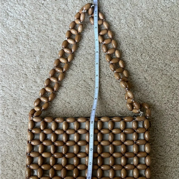 Vintage Small Tan Wooden Bead Japanese Purse - Made In Japan - GUC* (read) - Picture 5 of 11